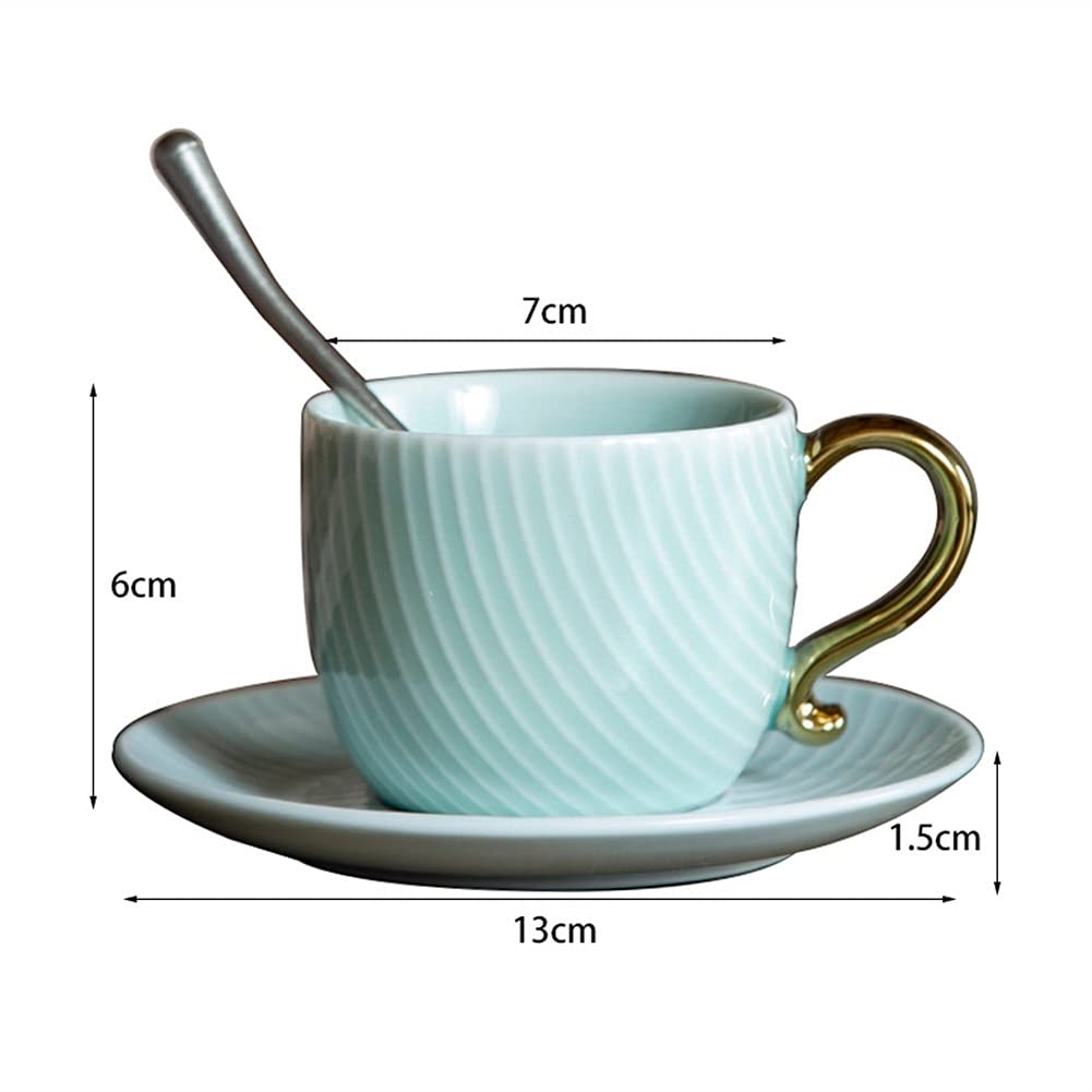 Ceramiczny zestaw kubków do kawy i spodków, 150 ml, gładkie kubki do cappuccino, filiżanki do herbaty z uchwytem, kubek śniadaniowy, szklanki do smoothie, szklanki do picia gorących napojów