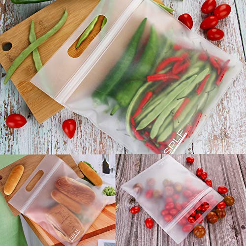 SPLF 3 Pack Lunch Bag with Handler, Extra Thick FDA Grade PEVA Ziplock Bags, Ideal For Sandwich, Snacks, Food Storage, Make-up Travel Home Organization.