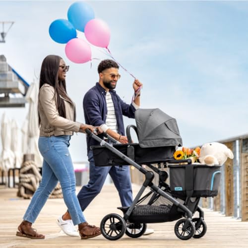 Image of Evenflo Pivot Xpand Modular Travel System with LiteMax Infant Car Seat (Sabino Gray)