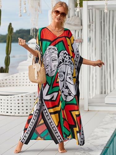 Image of Kaftan Dresses for Women Plus Size Bathing Suit Cover up Caftan Maxi Beach Dresses