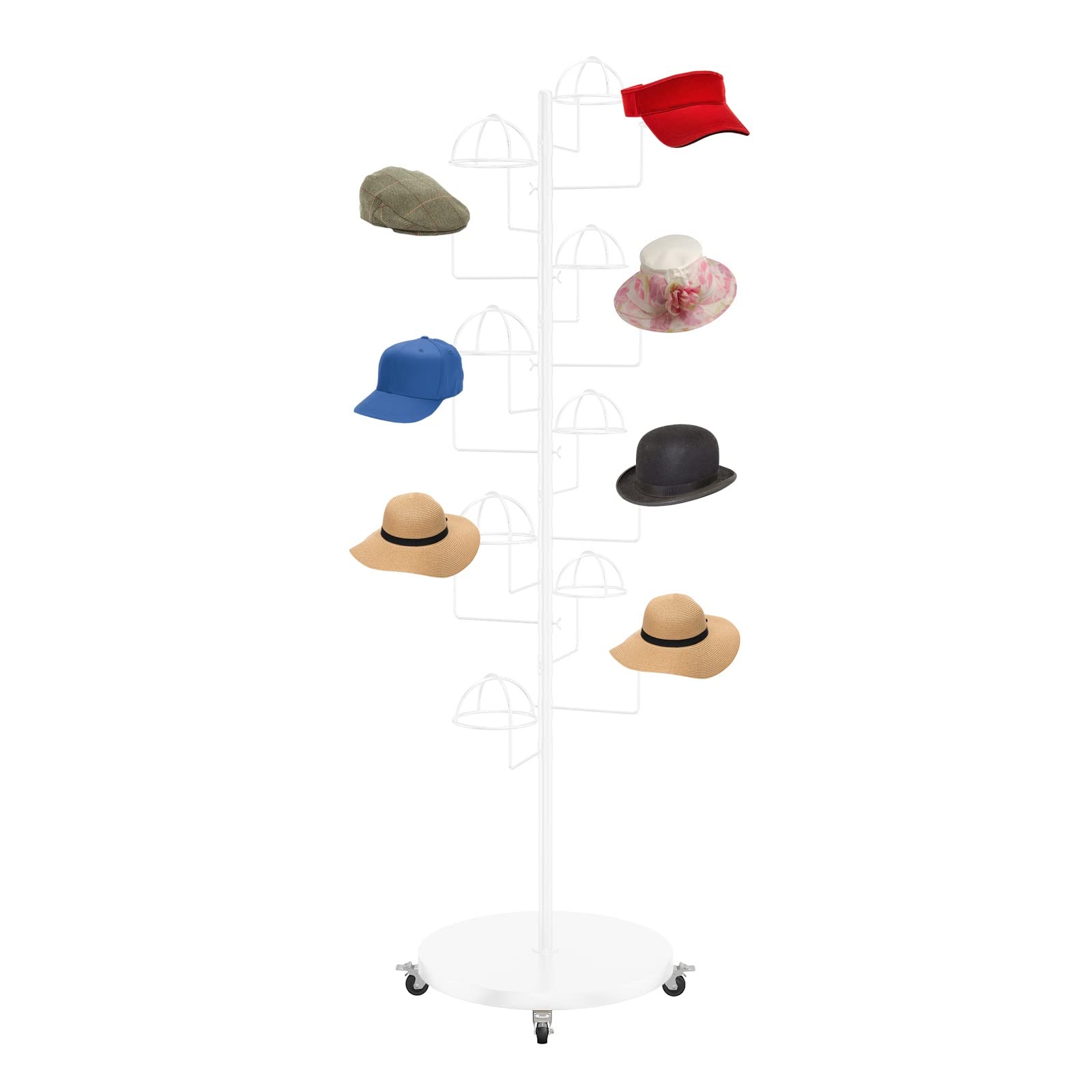 Porte Casquette, Présentoir à chapeaux autoportant 15/20 crochets, support de rangement pour chapeaux commerciaux, support de présentation de chapeaux rotatif en métal, support de rangement pour casqu