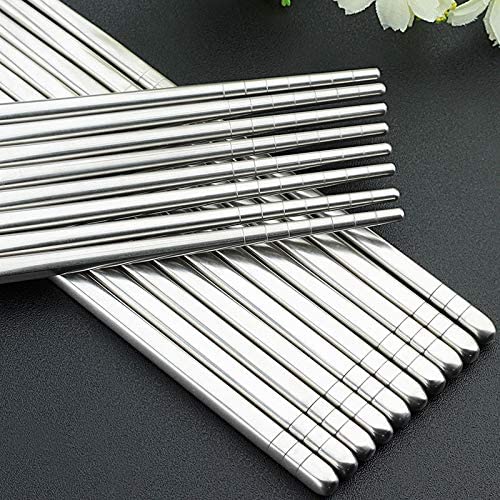 Baguettes, Baguettes Chinoises Chopsticks Reusable 1 Pair of Chopsticks Sushi Food Sticks Non-Slip Stainless Steel Chopsticks Set Reusable Chopsticks Set French Bread,