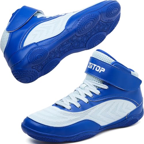 Kids Wrestling Shoes Youth Boys Girls Youth Boxing Shoe Barefoot Hiking Boots Lightweight Breathable Zero Drop Non Slip Blue