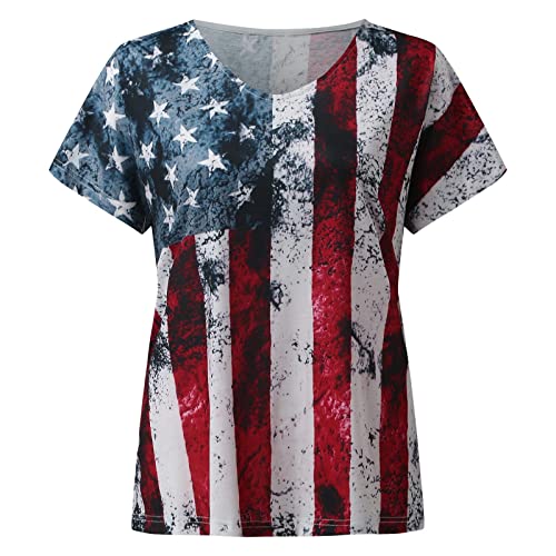 Independence Day Shirt Women, Women Tie-dye Independence Day Fashion Printed Colorful Short Sleeve Blouse - Image 5