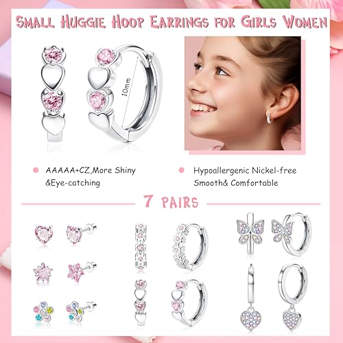 Image of Hypoallergenic Earrings for Girls Women Surgical Stainless Steel Screw Back Earrings Hoop Earring for Sensitive Ears Cute Kids Toddler Earring Jewelry