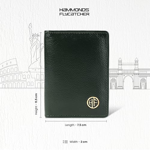 HAMMONDS FLYCATCHER Genuine Leather Card Holder Wallet for Man & Women, RFID Protected ATM/Credit Card Holder Wallet for Men with 4 Slots(Fits Upto 8 Cards), Gift for Men - Green 7 51tza0EkRCL