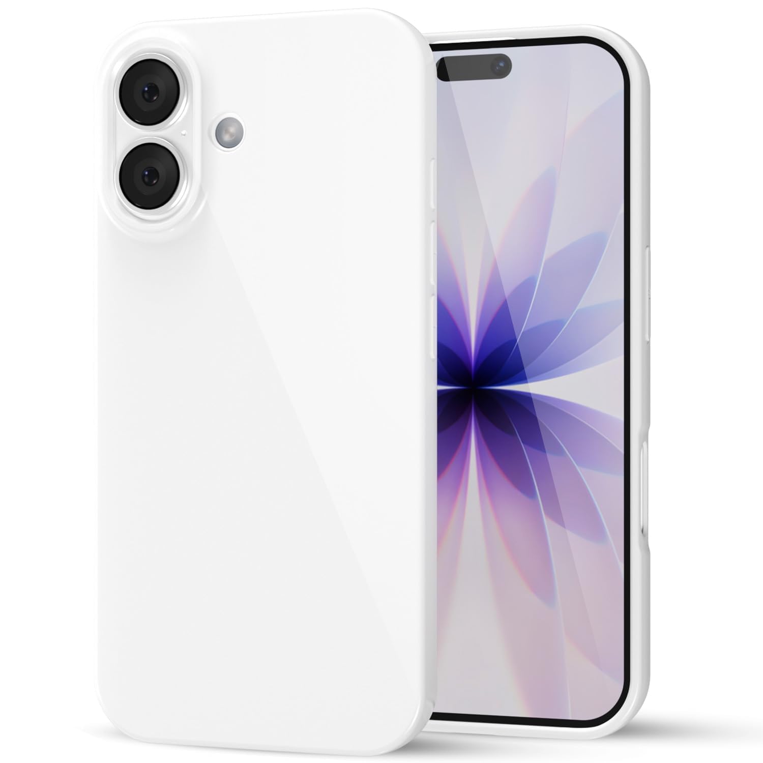 Photo 1 of LoeoeL for iPhone 17 Phone Case Liquid Silicone, Cute Girly Thin Ultra Slim Jelly Soft Rubber Gel Protective Glossy Hard Plastic Case, Plain Solid Color Cover for Women Girl, White