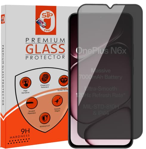 Image of STP FEEL Premium Grade Privacy Tempered Glass Screen Protector Guard Compatible For Oneplus N6X 4G (6.8 Inch, Pack of 1) Full Edge to Edge Coverage Anti-Spy /Anti-Peeping 9H Hardness
