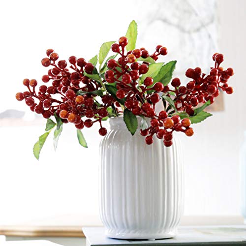 Lnhomy Red Artificial Berry Stems Fruit Fake Silk Berries For Holly Christmas Festival Holiday And Home Decor, Pack Of 6 (Red) #TOP4