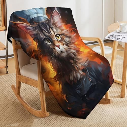Couverture 3D chat en flannel de 130x180cm lavable en machine - 8
