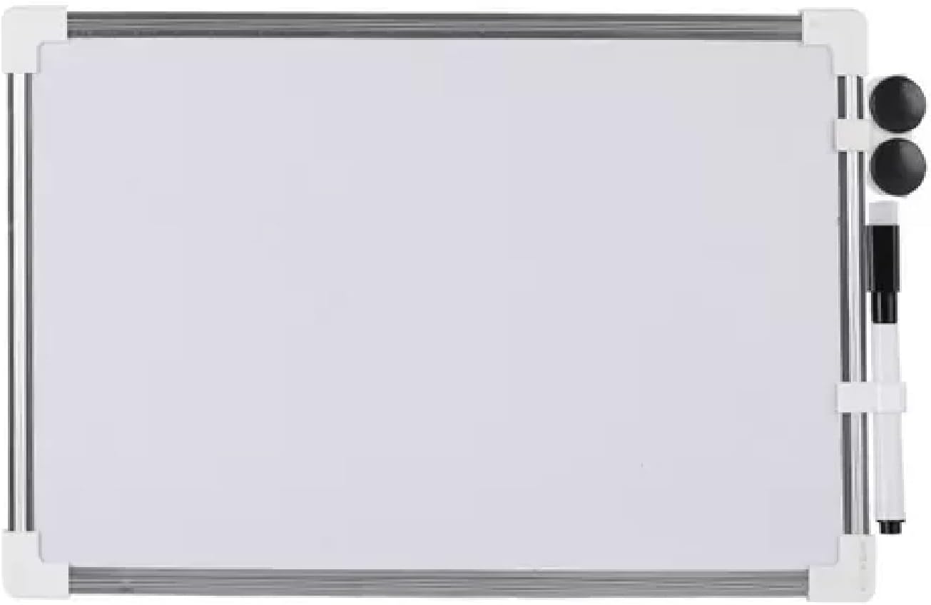 40x30cm White Board Includes Magnet, Marker with top Eraser Connected, Dual Side Useable Board for Kids & Adults, Schools, Home, Office