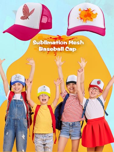 10 Pack Kids Trucker Hat Blank Sublimation Hats Adjustable Summer Baseball Cap Mesh Baseball Hat for Boys Girls4