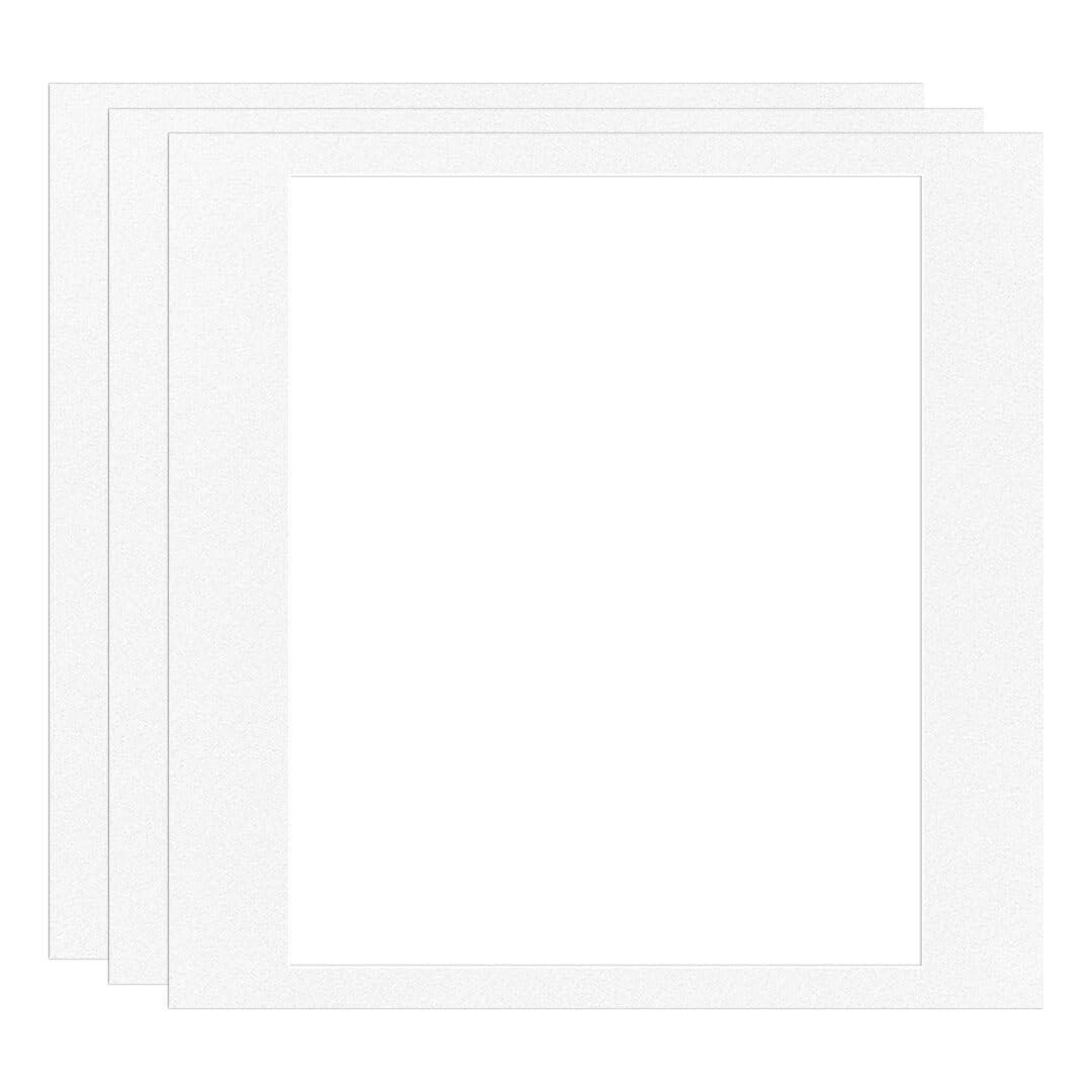 Procut Global 11x11" White Picture Mounts for Frames - Fits 10x8" Aperture Size - Precision Cut Cardboard Photo Mounts - Mat Board for Prints, Artwork & Paintings - Pack of 3 โ image 1
