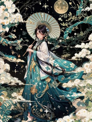 Image of Brennora Stamped Cross Stitch Kits for Adults Girl in Traditional Costume11CT Counted Cross-Stitch Embroidery Patterns Beginners Home Decor 16x20 inch