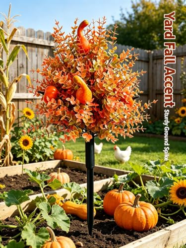 ChayWillow Artificial Fall Pumpkin Gourd Halloween Garden Stake - image 2
