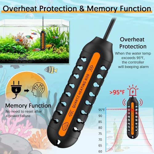 QZQ Aquarium Heater, 25W Adjustable Fish Tank Heater with Digital Display — view 3