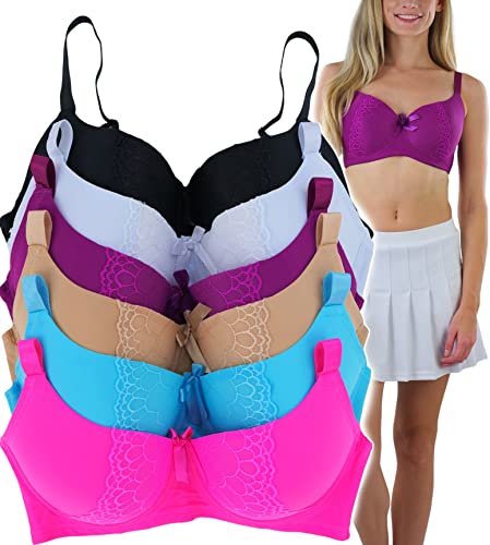 Image of ToBeInStyle Women's Pack of 6 Padded Assorted Styles Supportive Bras Cup Size - A to DDD