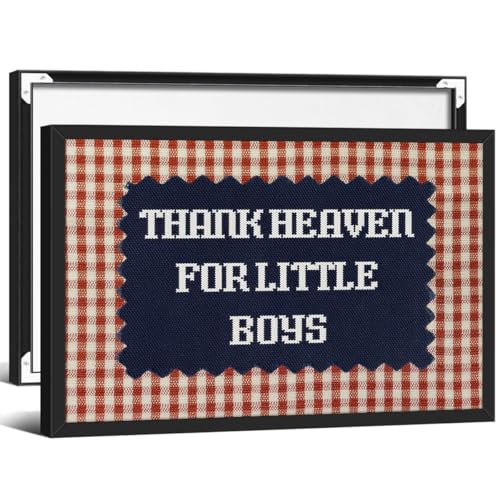 Thank Heaven for Little Boys Wall Art Vintage Red Gingham