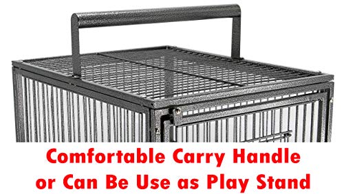 Image of Portable Heavy Duty Travel Bird Parrot Carrier Cage Feeding Bowl Play Stand with Handle