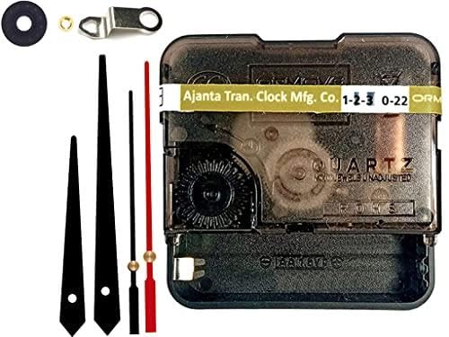 Image of Ajanja Mfg. Quartz Machine for Big Size Wall Clock,Battery Operated,Clock Movement Machine with Needles and Hook 12 MM (100% Made in India) (Black,Red 1)