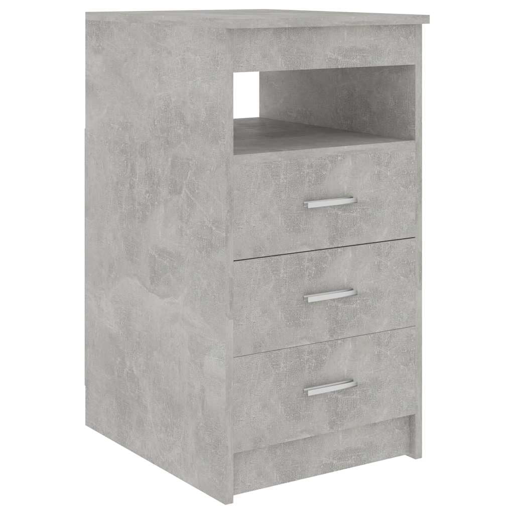 Cassettiera Legno Multistrato Grigio Cemento 40x50x76 cm | Mobiletto salvaspazio con 3 cassetti e mensola superiore, ideale per organizzare documenti in ufficio o studio.
