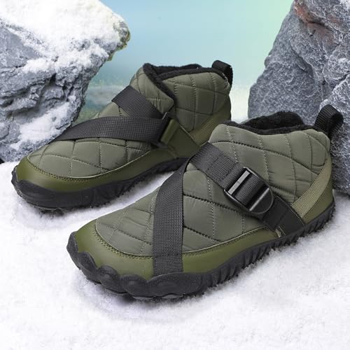 Image of Hike Winter Footwear Barefoot Boots Mens Womens, Waterproof Winter Snow Boots, Warm Ankle Booties, Wide Toe Barefoot Hiking Boots, Non-Slip Zero Drop Sole Hike Shoes for Hiking Walking Outdoor