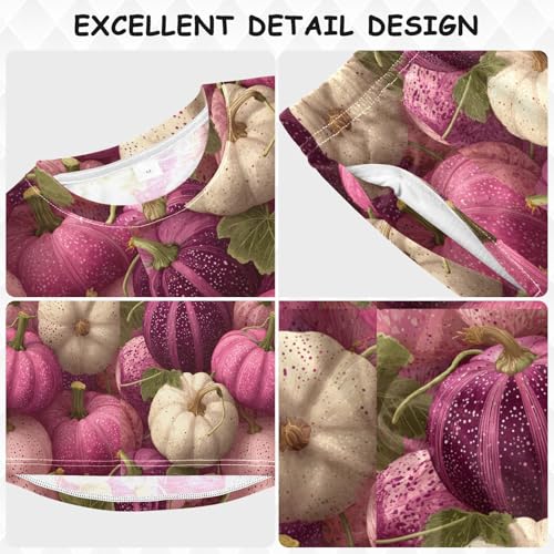 Pink Pumpkins Fall Autumn Soft Pajama Set for All Seasons,Breathable Pjs Long Sleeve Sleepwear,Comfy Loungewear 2 Piece Underwear Set 3T3