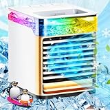 Tragbare Klimaanlagen, Lüfter mit 7 Farben LED-Licht, 3 Windgeschwindigkeiten und...