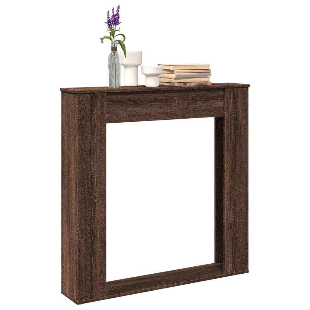 Rantry Arredo Cornice per Camino Rovere Marrone 100x20x100 cm in Truciolato, Mobilia Cornice Camino, Camino da Pavimento con Cornice e Bruciatore, Accessori Camino, Cornice Legno