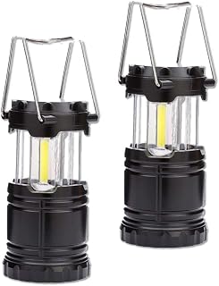 Paquete de 2 faroles led para camping, kit de supervivencia, linternas led plegables portátiles, luz de emergencia alimentada por pilas, ligera, impermeable, para camping, senderismo, jardín y cortes