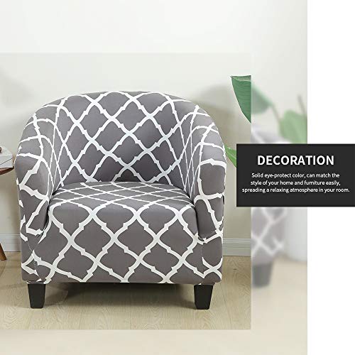 Image of SearchI Club Chair Slipcover Stretch Spandex Barrel Chair Covers Removable Tub Chair Slipcovers Armchair Sofa Cover Couch Furniture Protector Geometric Pattern Arm Chair Cover for Living Room(Grey)