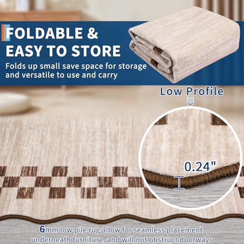 Tapete largo GarveeHome Beige 2x6 pies antideslizante lavable miniatura 4