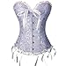 Produktbild PhilaeEC Women's Plus Size Bridal Lingerie Lace up Satin Boned Corset + G-string (Blue, S) 6XL