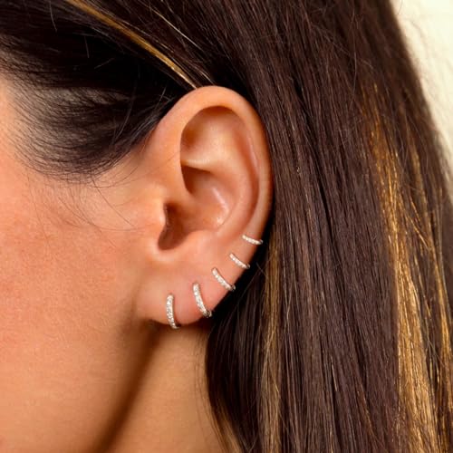 Gold Hoop Earrings Set 14k Gold Plated Huggie Earrings Hypoallergenic Small Silver Hoop Earrings Jewelry for Multiple Piercing for Women3