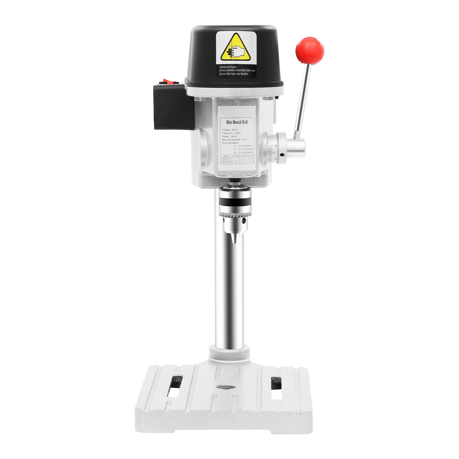 Taladro de mesa portátil, 340 W, 3 velocidades, ajustable, taladro de mesa, mini taladro eléctrico para madera, metal, plástico