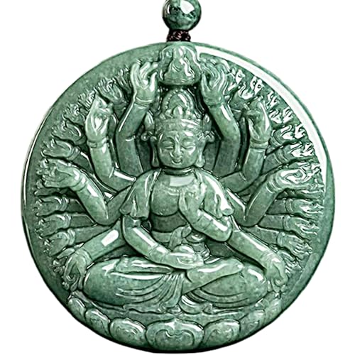 Natural Jade Buddha Pendant Necklace Thousand-Hand Guanyin Hand carved Certified Grade A Jadeite Amulet for Men and Women