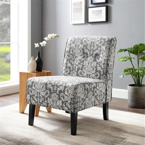 Sillón con tapizado floral gris moderno miniatura 2