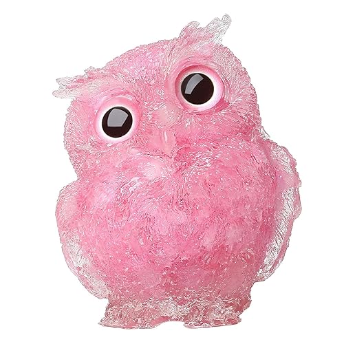 Estatua de Búho de Cuarzo Rosa de 6 cm miniatura 1