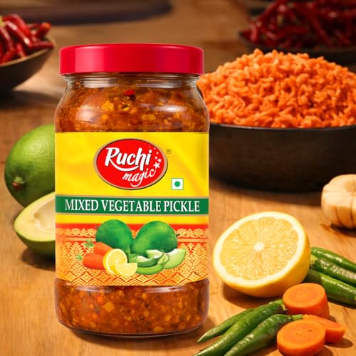 Image of Ruchi Magic Mixed Veg Pickle | Crunchy Traditional Indian Pickle with Assorted Vegetables and Spices | Deliciously Tangy & Spicy Home-Style Taste | 1 kg