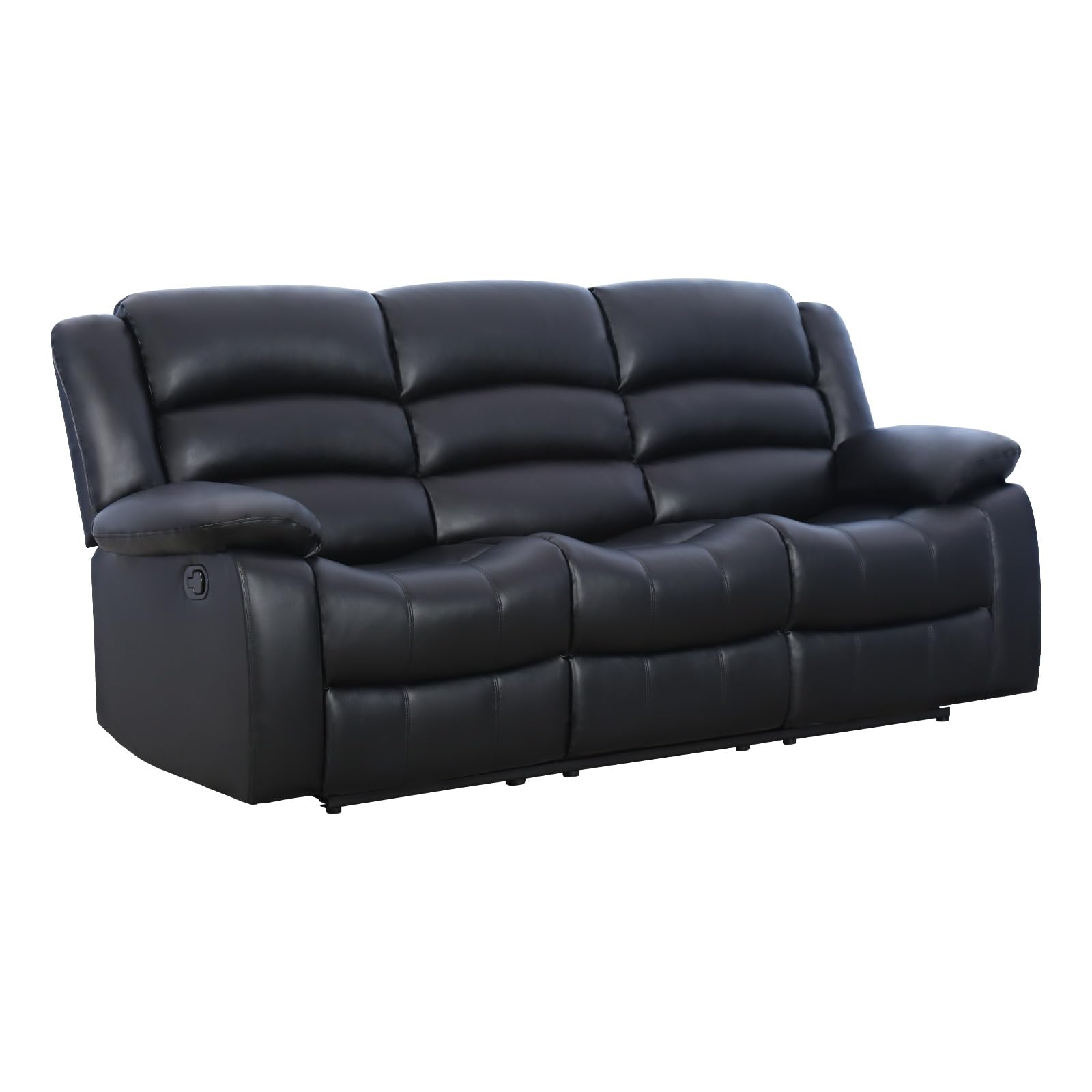 EBELLO 3 Seat Recliner Sofa for Living Room, Faux Leather Reclining Couch with Overstuffed Arms and Backrest for Home and Office, Black view 7