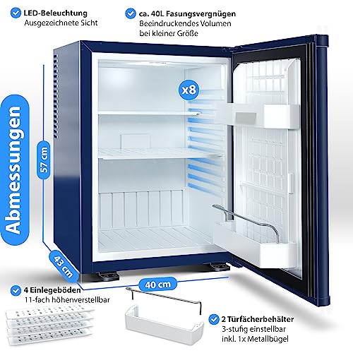KESSERยฎ Minikoelkast met slot, 40 l Minibar, Stil, 22 DB, Afsluitbaar, Slaapkamer, Afneembare deurstop, ca. 4 tot 16 ยฐC, Hoogte 57 cm, Binnenverlichting - Image 8