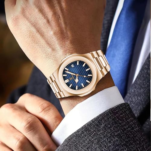 Image of Gosasa Fashion Men's Watches Date Business Watch Stainless Steel Luxury Style Luminous Quartz Waterproof Analog Display Male Wristwatch