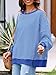 Fisoew Women's Oversized Sweatshirt Waffle Knit Striped Long Sleeve Crewneck Casual Loose Pullover Tunic Tops Blue
