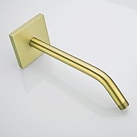 Vista 10 de Brazo de ducha de barrido de 16 pulgadas de largo montado en la pared Extensión de cabezal de ducha dorada con brida única, conexión estándar de 1/2