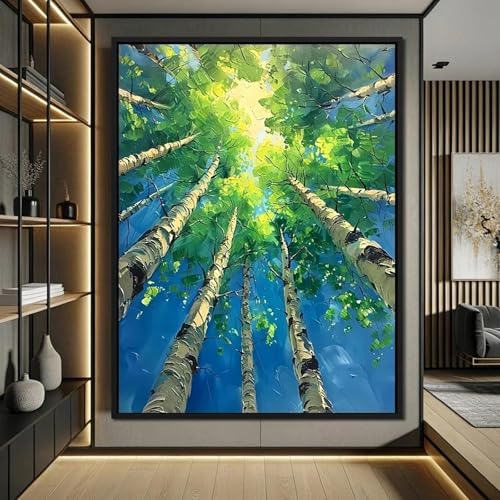 Toile abstraite forêt verte XINBAO pour sublimer la décoration murale du salon de la maison