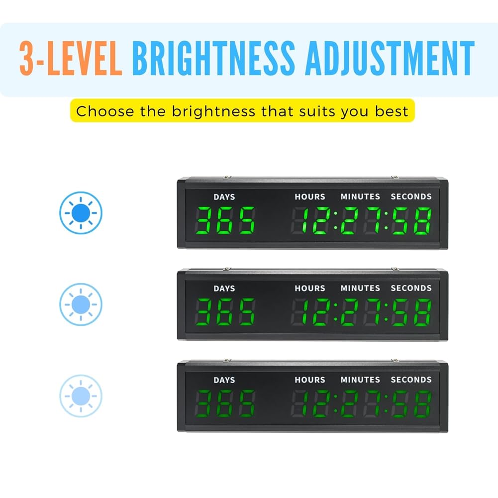 Reloj Digital de Cuenta Regresiva con Pantalla Grande, Temporizador de Cuenta Regresiva con Pantalla LED Grande, Ideal para Navidad, Jubilación y Cumpleaños (UE) EU Plug