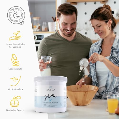 Arktis BioPharma Akazienfasern Grow 300g in Apothekenqualität - Hochdosiertes, Vegan und Laborgeprüftes lösliches Ballaststoffe Pulver - Fiber Supplement zur Unterstützung der Darmflora
