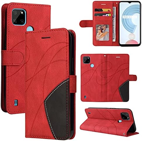 phone flip case Compatible with Oppo Realme C21Y leather wallet case, card slot holder flip phone case Oppo Realme C21Y case wallet men’s and women’s shockproof four-color phone case phone screen prot