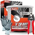 1100FT 1/8” T316 Premium Stainless Steel Deck Cable Railing Kit with Cutter & Gloves, 7x7 Strands Construction, Cable Railing Hardware System, Stair Railing, Wire Rope Aircraft Cable for Hanging