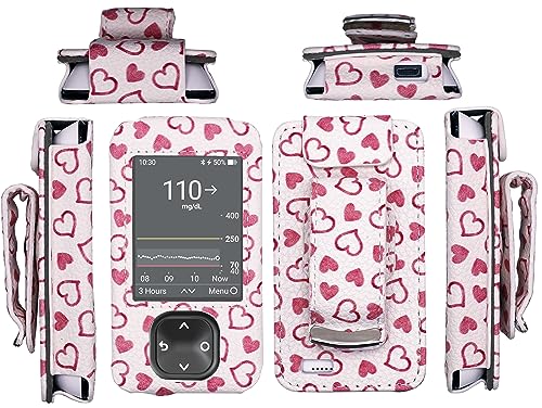 SNK Designed Fitted Leather Case W/Screen Protector (Lanyard Included) for Dexcom G7 / G6 Receiver (WHT-2)